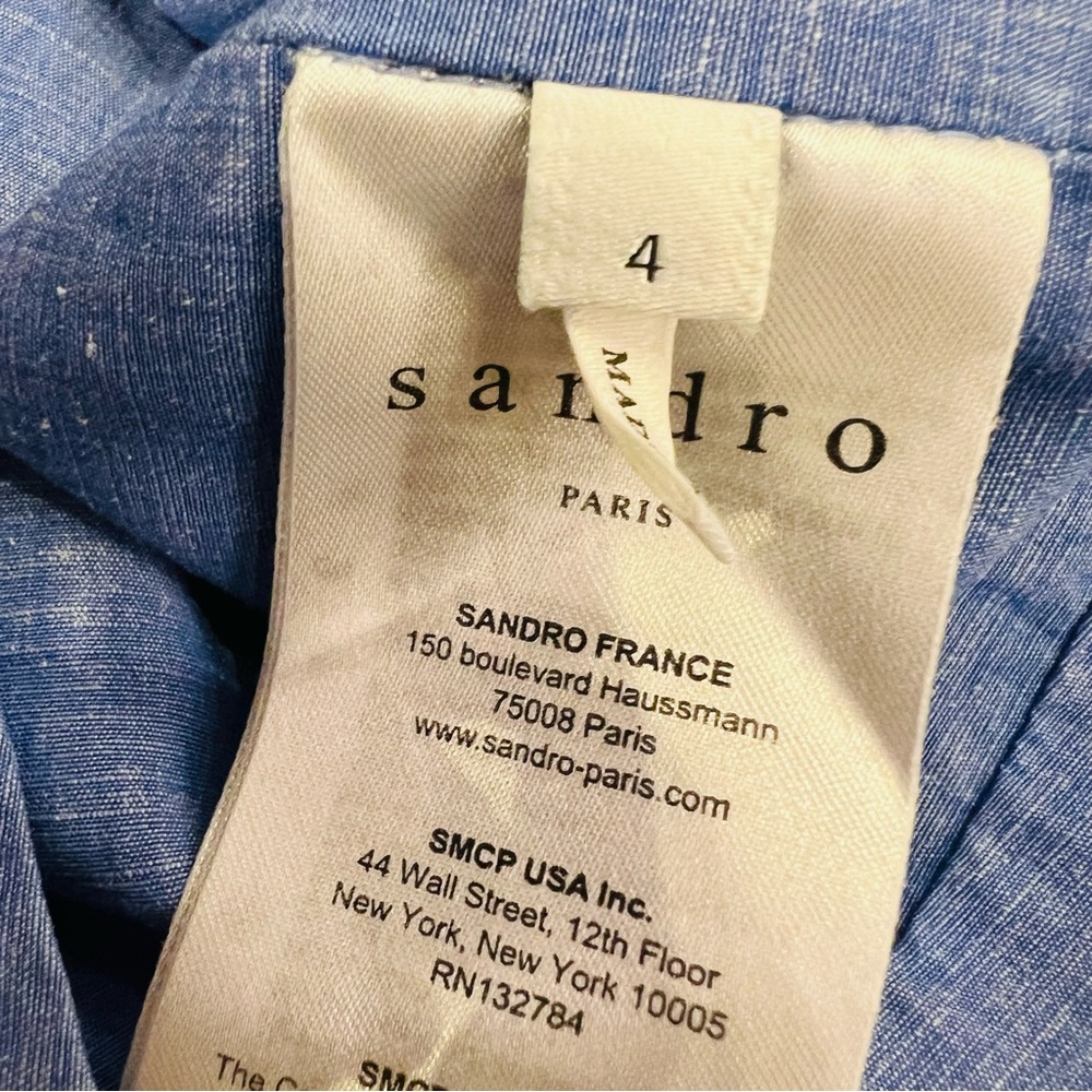 Sandro Mayan cropped shirred chambray top - Picture 9 of 10